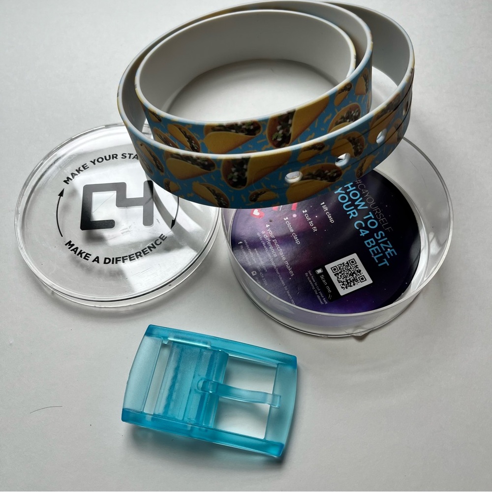 C4 Belt  - Blue Taco Print Design, One Size, NIB - Picture 3 of 7